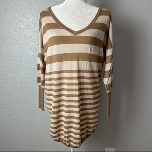 NEW Joie Tan Striped Dolman V Neck Sweater S